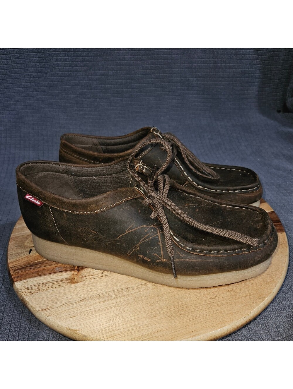 Clarks Wallabee Style Boots Women's Brown US 8.5 Moccasin Toe Leather Lace Up